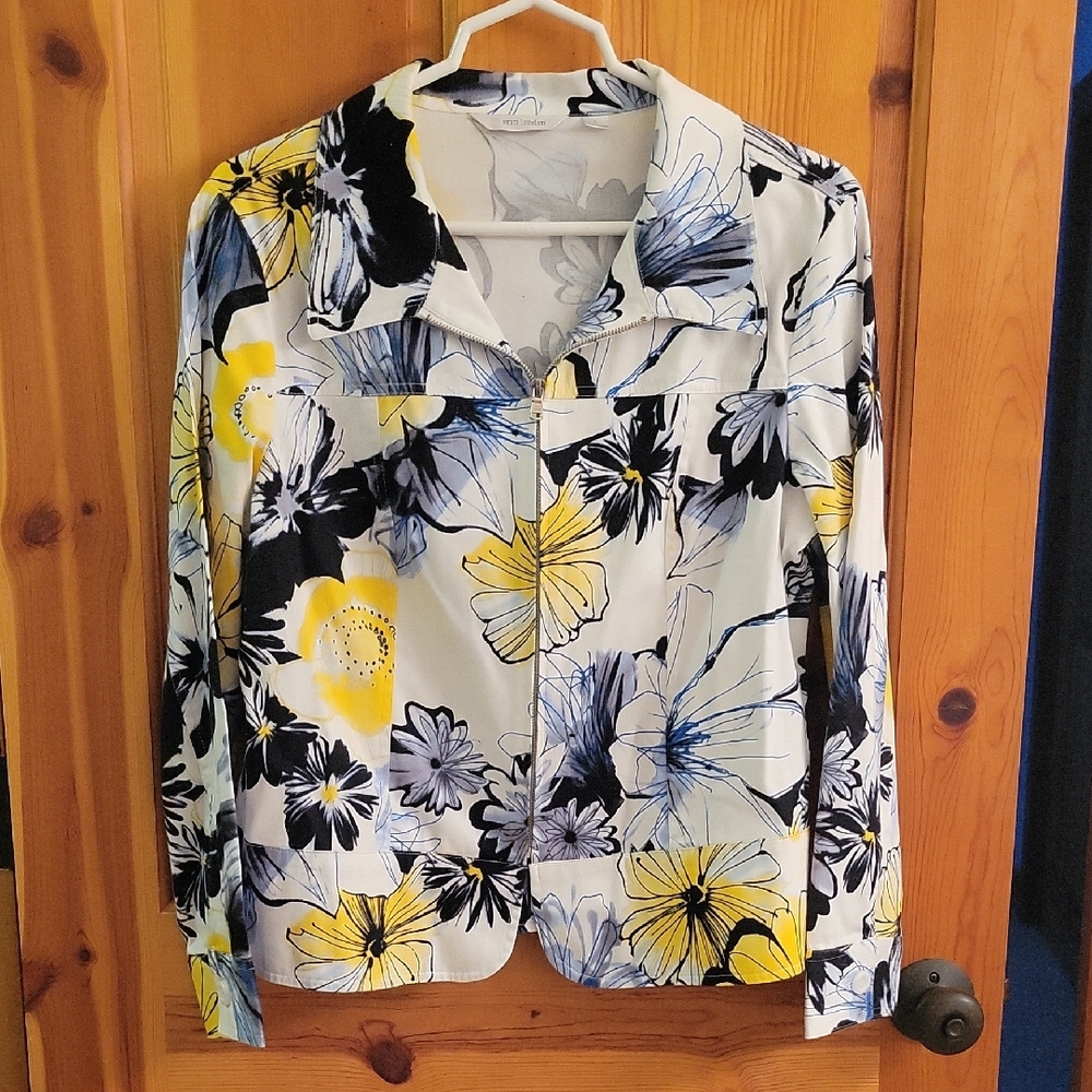 Erin London Floral Blazer - Yellow, Blue, Black, White